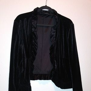 Black Velvet Crop Jacket with ruffles